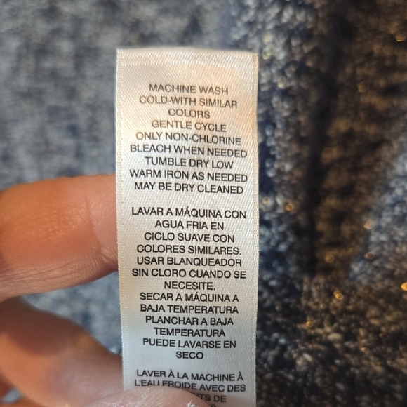 Chico's Navy And White Crew Neck Sweater Metallic Gold Thread Size 3 Or XL - Picture 5 of 8